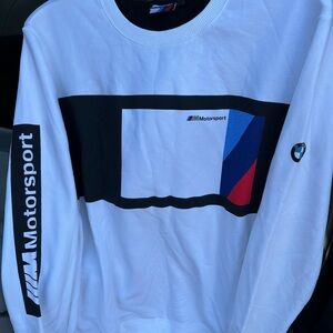 BMW White Long Sleeve Tee with Black Accents